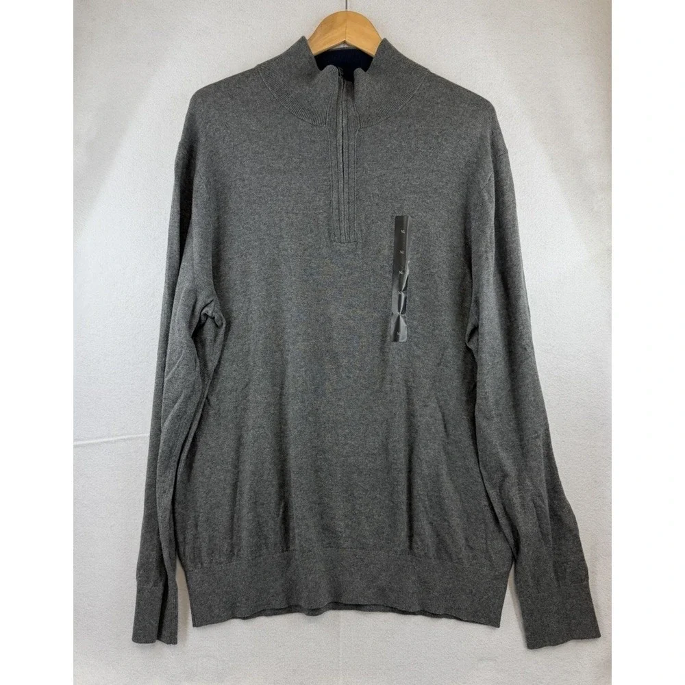 BANANA REPUBLIC Luxe Sweater Collection Mens XL Gray Long Sleeve Quarter Zip NWT
